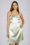 Polished Glow Cutout Satin Mini Dress - Green