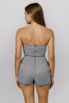 Sweet Vibes Strapless Houndstooth Romper - Grey Black