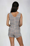 Timeless Charm Plaid Romper - Grey