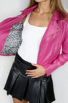 Drift Fresh Zip Front Leather Jacket - Hot Pink