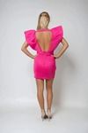 Scarlet Nights Tulip Plunge Mini Dress - Hot Pink