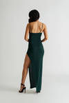 Forever Mine Hunter Green Glitter Wrap Slit Maxi Dress