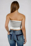 Act Cute Strapless Stripe Crop Top - Ivory