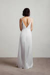 Alessandra Ivory Cowl Neck Satin Maxi Dress