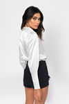 Billy Ivory Puff Sleeve Satin Top
