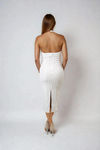 Dangerously Chic Halter Bodycon Midi Dress - Ivory