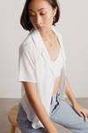 Gianna Ivory Satin Lapel Short Sleeve Shirt