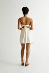 Go On Ivory Textured Strapless Back Tie Skater Dress