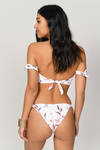 Audrina High Waisted white Floral Bikini Bottom