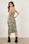 Bianca Ivory Multi Leopard Print Cowl Neck Midi Dress