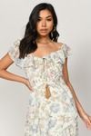 Layna Ivory Multi Off Shoulder Ruffle Maxi Dress
