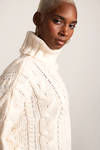 So Breezy Ivory Turtle Neck Cable Knit Sweater