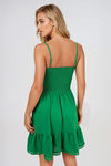 Start Fresh Lace Trim Smocked Mini Dress - Kelly Green