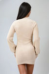 Kamila Fuzzy Sweater Mini Dress - Khaki