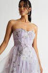 Chaya Lavender Floral Ruched Organza Maxi Dress