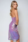 Shimmer Curve Sequin Mesh Midi Dress - Lavender