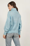 Cold Waters Light Blue Oversized Turtle Neck Sweater