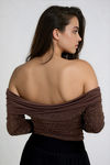 Dare to Dazzle Off the Shoulder Blouse - Light Brown
