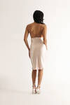 Meet You There Light Pink Satin Open Back Midi Dress