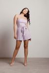 Sunset at the Beach Lilac Belted Romper