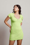 Easy Peasy Lime Green Lettuce Hem Bodycon Mini Dress