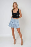 Cool Factor Pleated Shorts - LT Denim