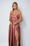 Kiss Me Slow Satin Corset Maxi Dress - Marsala