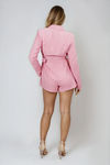 Girl Boss Belted Long Sleeve Romper - Mauve