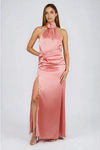Sultry Hour Satin High Slit Maxi Dress - Mauve