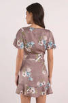 There With You Mauve Floral Wrap Dress