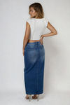 Everyday Shine Front Slit Denim Maxi Skirt - Medium Wash Denim