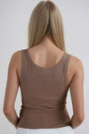 Cool Edge Ribbed Tank Top - Mocha