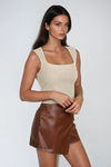 Buckle Up Leather Skort - Mocha Mousse