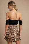 Kylie Mocha Multi  Leopard Mini Skirt