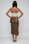 Silken Poise Leather Midi Skirt - Mocha