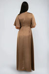 The Joy Of It Satin Surplice Maxi Dress - Mocha