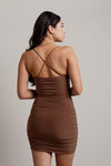 Vaea Cross Back Bodycon Mini Dress - Mocha
