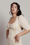 Amber Multi Button Up Striped Skater Dress