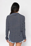 Working Gal Navy and White Striped Blouse 