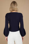Finders Keepers Leaving Navy Knit Sweater Top