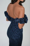 Pretty As Ever Jacquard Floral Maxi Dress - Navy