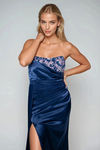 Stay In Love Strapless High Slit Maxi Dress - Navy