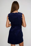 Sweet Edge Scallop Button Mini Dress - Navy