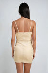 Elexo Metallic Cowl Neck Mini Dress - Nude