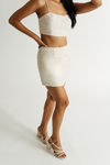 Arden Oatmeal Linen Crop Top And Skirt Set