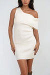 Whisper Curve One Shoulder Sweater Mini Dress - Oatmeal