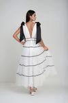 All Mine Satin Deep V Maxi Dress - Off White