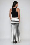 Stripe It Right Knit Maxi Skirt - Off White/Black