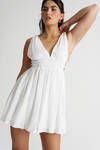 Braelyn Off White Ruched Side Cutout Skater Mini Dress