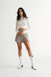 Campfire Cozy Off White Long Sleeve Turtleneck Crop Top